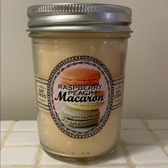 RARE Raspberry Peach Macaron Sweet Shop Mason Jar Candle - Picture 6 of 14